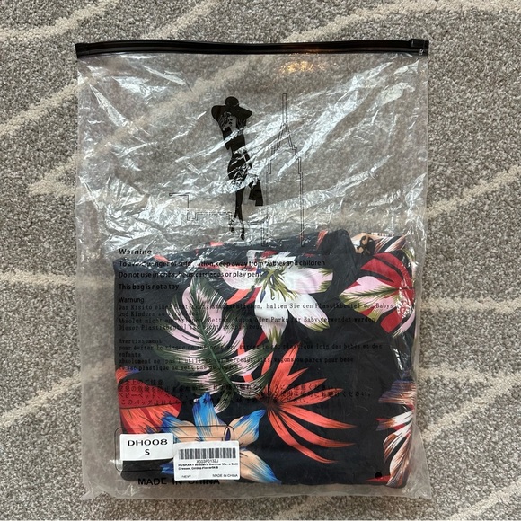 Huskary Black Hawaiian Tropical Split Hem Maxi Mumu Dress - Picture 7 of 10